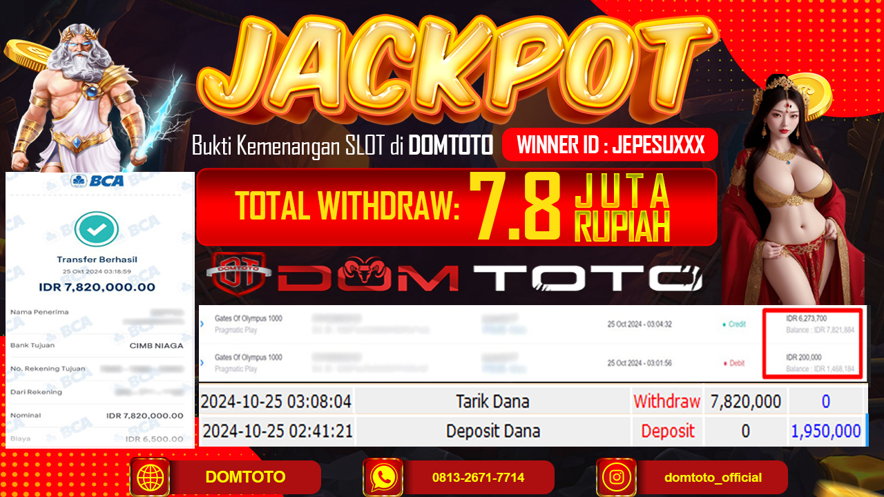 JACKPOT SLOT GATES OF OLYMPUS 1000 25 OKTOBER 2024